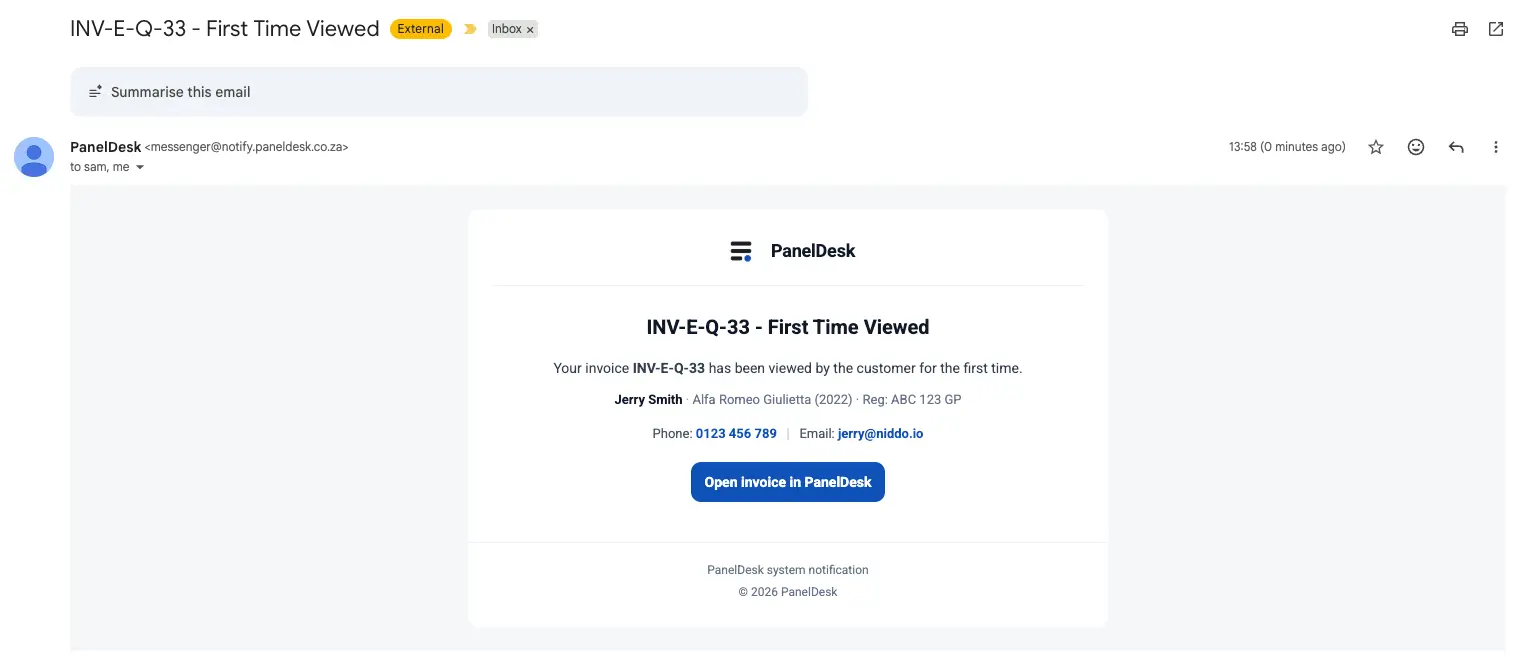 Document tracking timeline screenshot