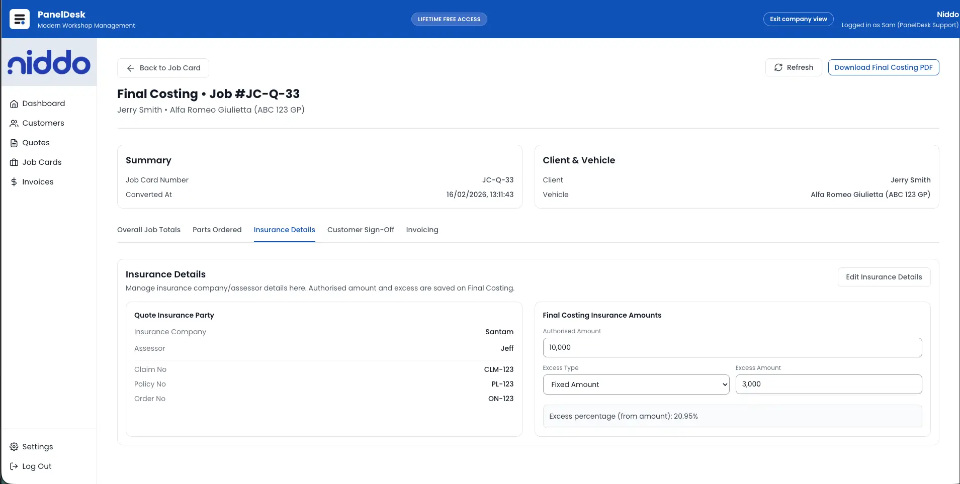 Excess allocation view screenshot