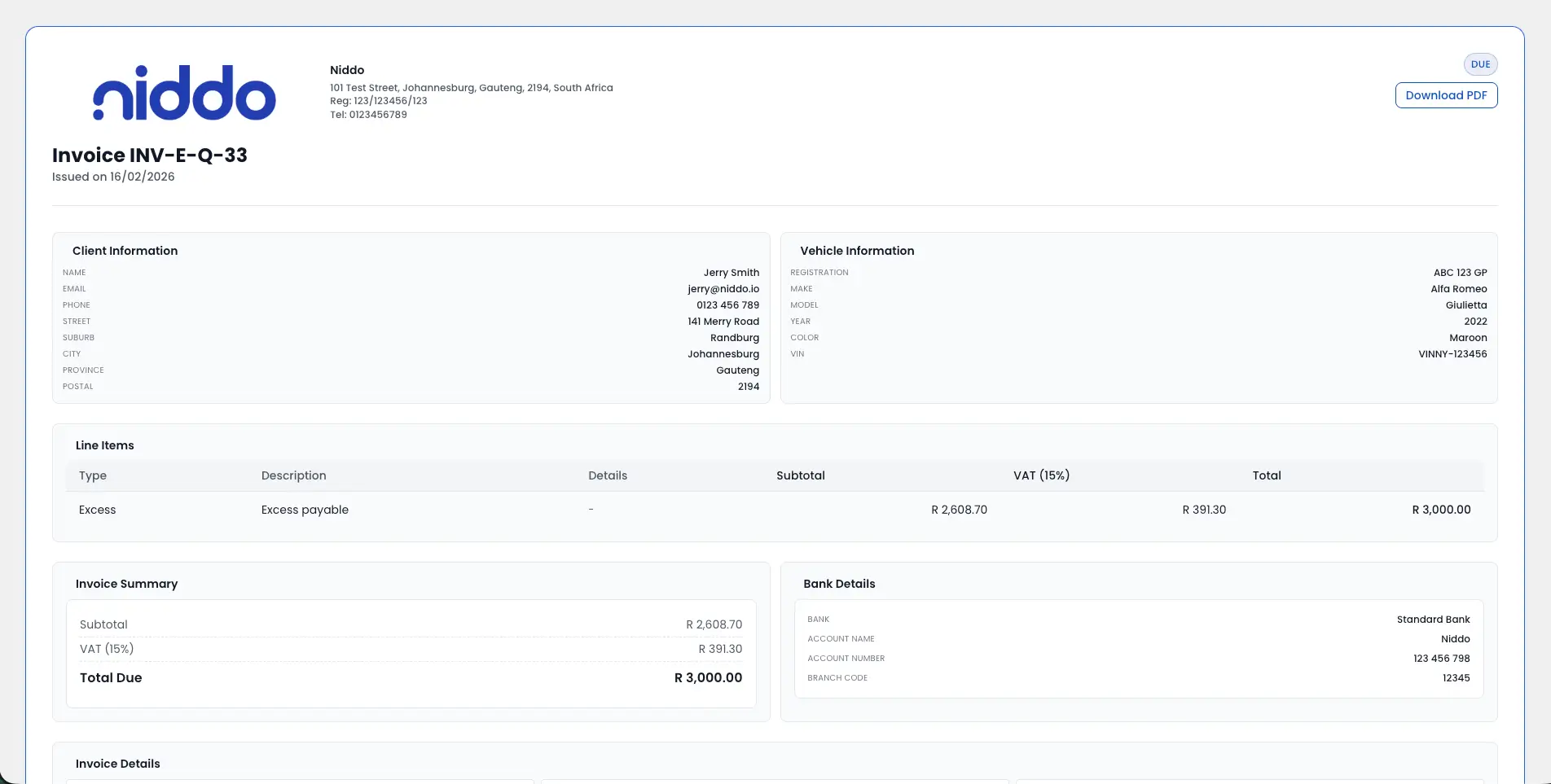 Secure invoice link view screenshot