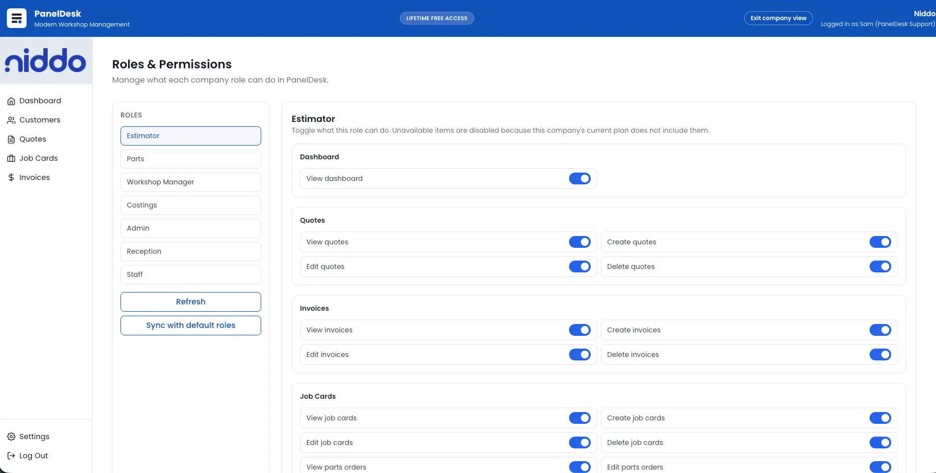 Access control view screenshot