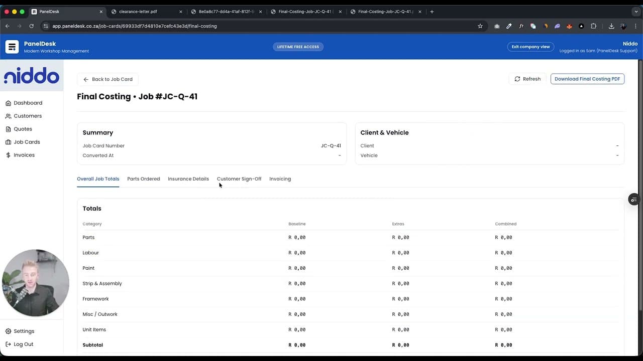 PanelDesk final costing feature walkthrough thumbnail